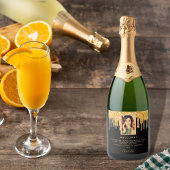 Foto van Birthday party zwarte glitter goud welkom Sparkling Wijnetiket