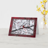 Foto van Birthday: rode kardinale sneeuwboom Kaart (Gele Bloem)