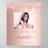 Foto van Birthday roos goud glitter welkom Poster (Voorkant)
