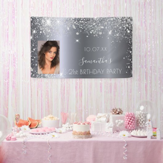 Foto van Birthday Silglitter Spandoek (Feest)