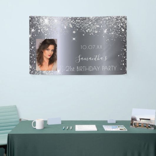 Foto van Birthday Silglitter Spandoek (Beurs)