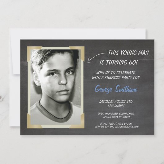 Foto van Birthday  Style Chalk-uitnodigingen Kaart (Voorkant)