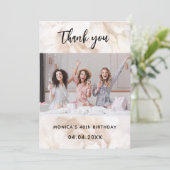 Foto van Birthday: witte floral Bedankt! Kaart (Staand voorkant)