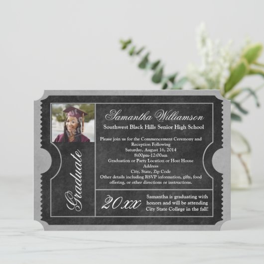 Foto van Black Afstuderen Ticket-uitnodigingen Kaart (Staand voorkant)