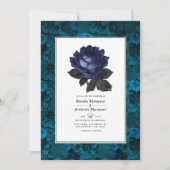 Foto van Black and Blue Gothic Floral Wedding Kaart (Voorkant)
