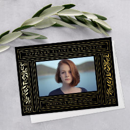 Foto van Black and Gold Afstuderen Folie Uitnodiging