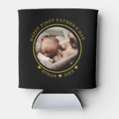 Foto van Black and Gold Happy First Vaderdag Blikjeskoeler (Voorkant)