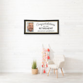 Foto van Black and Gold Simple Retirement Party Spandoek (Insitu)