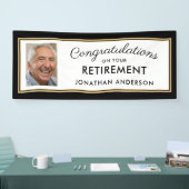 Foto van Black and Gold Simple Retirement Party Spandoek (Beurs)