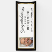 Foto van Black and Gold Simple Retirement Party Spandoek (Verticaal)