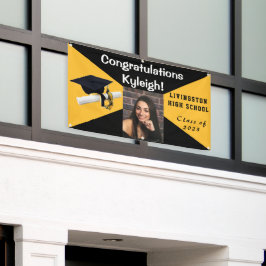 Foto van Black and Gold Vinyl Afstuderen Spandoek