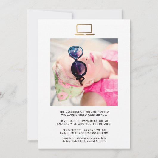 Foto van Black and Gold Virtual Graduparty Kaart (Achterkant)