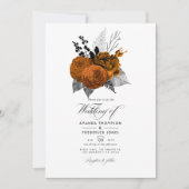 Foto van Black and Oranje Halloween Floral Wedding Kaart (Voorkant)
