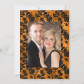 Foto van Black and Oranje Halloween Floral Wedding Kaart (Achterkant)