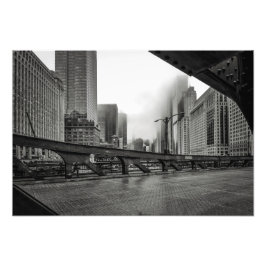Foto van Black and White Chicago City Uitzicht Pri Afdruk