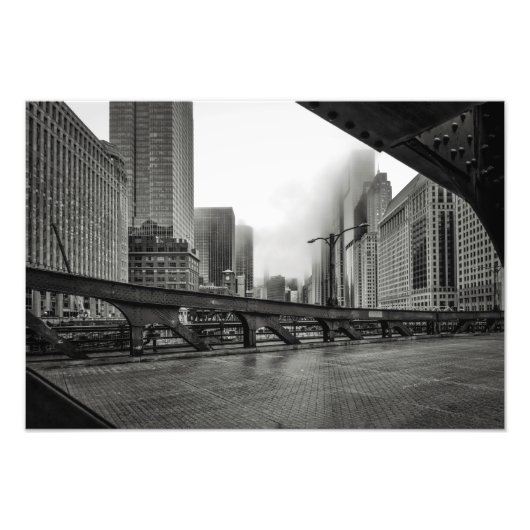 Foto van Black and White Chicago City Uitzicht Pri Afdruk (Voorkant)