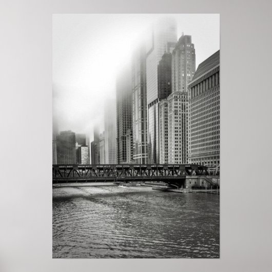 Foto van Black and White Chicago City Uitzicht Pri Poster (Voorkant)