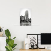 Foto van Black and White Chicago City Uitzicht Pri Poster (Thuiskantoor)