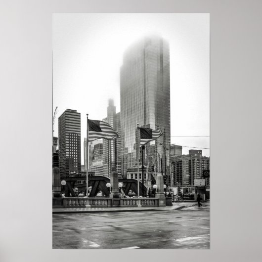 Foto van Black and White Chicago City Uitzicht Pri Poster (Voorkant)