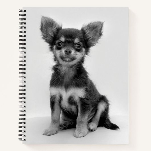 Foto van Black and White Chihuahua Puppy Notitieboek (Voorkant)