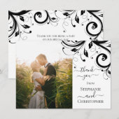 Foto van Black and White Festive Swirl Bedankkaart (Voorkant / Achterkant)