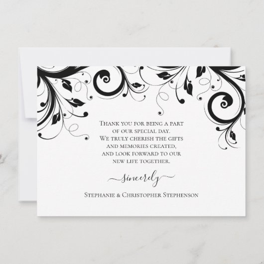 Foto van Black and White Festive Swirl Bedankkaart (Achterkant)