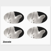 Foto van Black and White Lily Ovale Sticker (Vel)