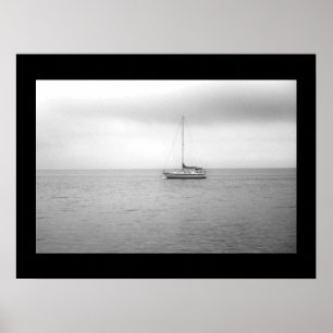 Foto van Black and White Sailboat Poster