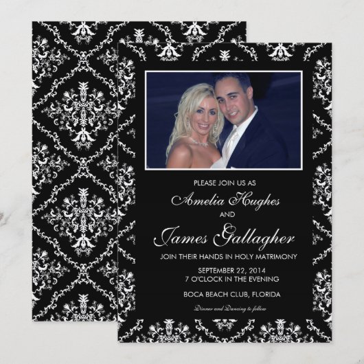 Foto van Black Damsk bruiloft Kaart (Voorkant / Achterkant)