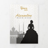 Foto van Black & Gold Arabian Quinceañera Drieluik Uitnodiging (Cover)