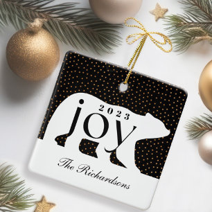 Foto van Black & Gold Confetti Polar Beer Joy Keramisch Ornament