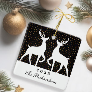 Foto van Black & Gold Confetti Reindeer Joy Keramisch Ornament