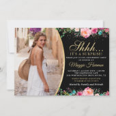 Foto van Black Gold Floral Surprise Retirement Par Kaart (Voorkant)