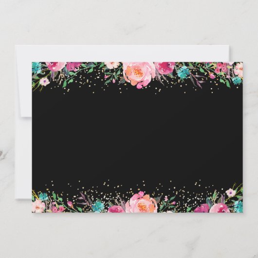 Foto van Black Gold Floral Surprise Retirement Par Kaart (Achterkant)