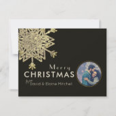 Foto van Black & Gold Snowflake | Vrolijk kerstfee Feestdagenkaart (Voorkant)