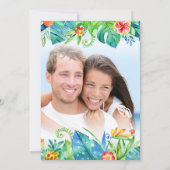 Foto van Black Tropical Waterverf Floral Wedding Kaart (Achterkant)