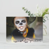 Foto van Black & White Bats Halloween Holiday Kaart (Staand voorkant)