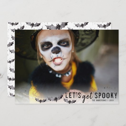 Foto van Black & White Bats Halloween Holiday Kaart (Voorkant / Achterkant)