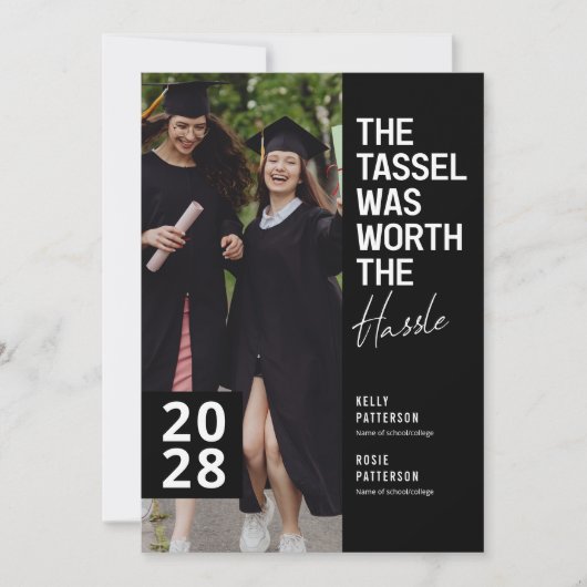 Foto van Black & White Double Afstuderen Kaart (Voorkant)