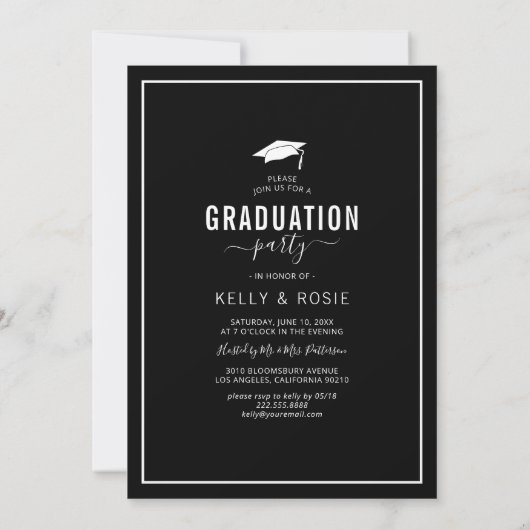 Foto van Black & White Double Afstuderen Kaart (Achterkant)