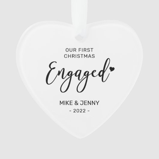 Foto van Black & White First kerst Engaged Ornament (voorkant)