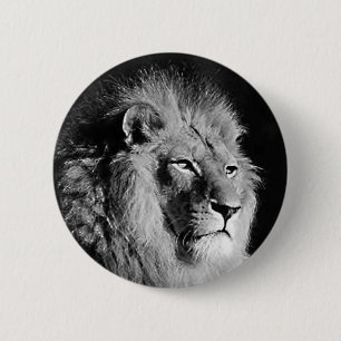 Foto van Black & White Lion Ronde Button 5,7 Cm