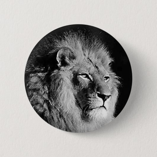 Foto van Black & White Lion Ronde Button 5,7 Cm (Voorkant)