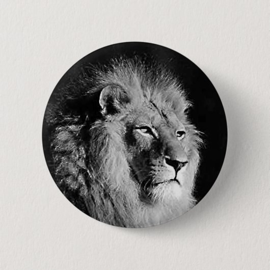 Foto van Black & White Lion Ronde Button 5,7 Cm (Voorkant)
