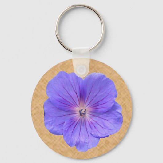 Foto van blauw Geranium Sleutelhanger (Voorkant)