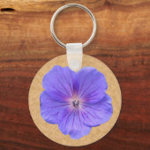 Foto van blauw Geranium Sleutelhanger (Voorkant)