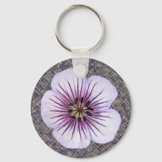 Foto van blauw Geranium Sleutelhanger (Voorkant)