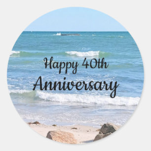 Foto van Blauwe Atlantische Oceaan Feestviering Ronde Sticker