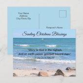 Foto van Blauwe Oceaan met kerstbijbelschrift Feestdagenkaart (Voorkant / Achterkant)