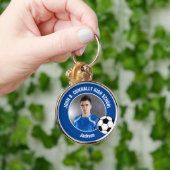 Foto van blauwe voetballer op middelbare school sleutelhanger (Hand)